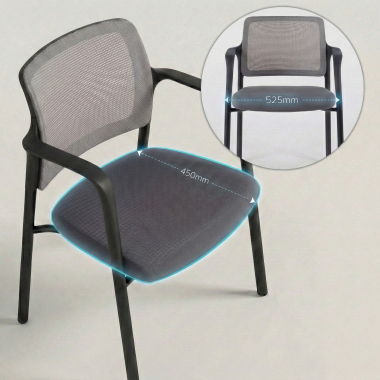 silla de visita gris con brazos malla brazos fijos 6