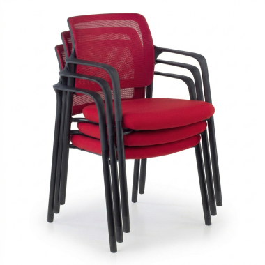 silla de visita rojo con brazos malla brazos fijos 6