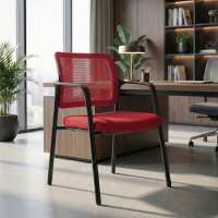 Silla de visitas Hermes con brazos, 4 patas, amplio asiento, respaldo de red
