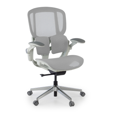 silla ergonomica blanco gris erghos one sin reposacabezas malla brazos regulables 3d doble soporte lumbar 1