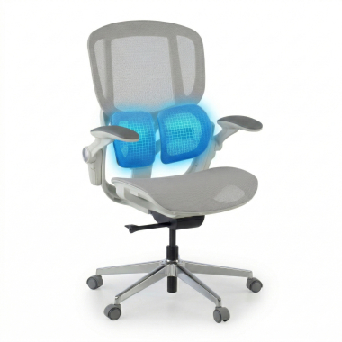 silla ergonomica blanco gris erghos one sin reposacabezas malla brazos regulables 3d doble soporte lumbar 6
