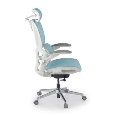 silla ergonomica blanco azul erghos one con reposacabezas malla brazos regulables 3d doble soporte lumbar reposacabezas 4