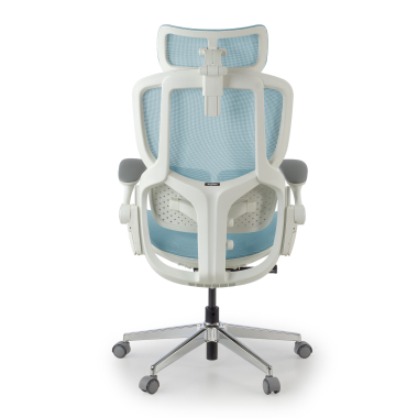 silla ergonomica blanco azul erghos one con reposacabezas malla brazos regulables 3d doble soporte lumbar reposacabezas 11