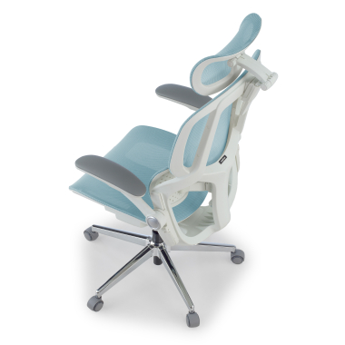 silla ergonomica blanco azul erghos one con reposacabezas malla brazos regulables 3d doble soporte lumbar reposacabezas 13