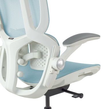 silla ergonomica blanco azul erghos one con reposacabezas malla brazos regulables 3d doble soporte lumbar reposacabezas 14