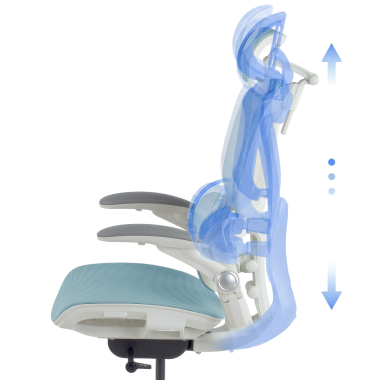 silla ergonomica blanco azul erghos one con reposacabezas malla brazos regulables 3d doble soporte lumbar reposacabezas 9