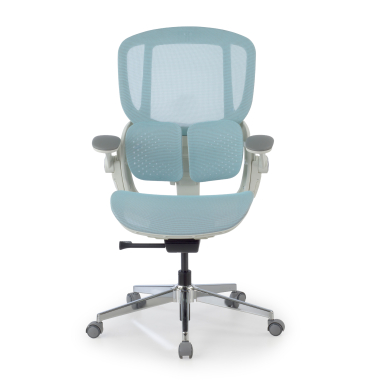 silla ergonomica blanco azul erghos one sin reposacabezas malla brazos regulables 3d doble soporte lumbar 10