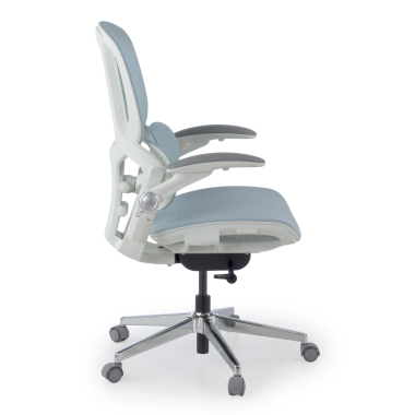 silla ergonomica blanco azul erghos one sin reposacabezas malla brazos regulables 3d doble soporte lumbar 3