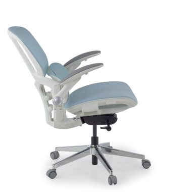 silla ergonomica blanco azul erghos one sin reposacabezas malla brazos regulables 3d doble soporte lumbar 4