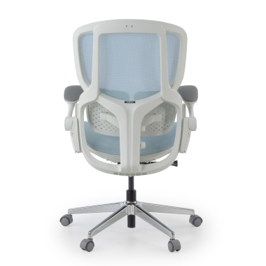 silla ergonomica blanco azul erghos one sin reposacabezas malla brazos regulables 3d doble soporte lumbar 12