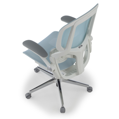 silla ergonomica blanco azul erghos one sin reposacabezas malla brazos regulables 3d doble soporte lumbar 13