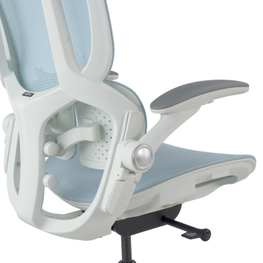 silla ergonomica blanco azul erghos one sin reposacabezas malla brazos regulables 3d doble soporte lumbar 14