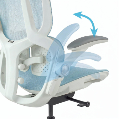 silla ergonomica blanco azul erghos one sin reposacabezas malla brazos regulables 3d doble soporte lumbar 5