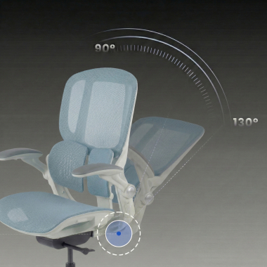 silla ergonomica blanco azul erghos one sin reposacabezas malla brazos regulables 3d doble soporte lumbar 9