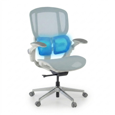 silla ergonomica blanco azul erghos one sin reposacabezas malla brazos regulables 3d doble soporte lumbar 6