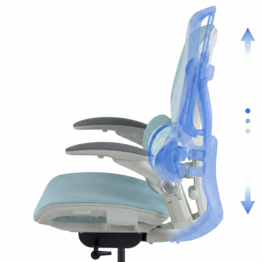 silla ergonomica blanco azul erghos one sin reposacabezas malla brazos regulables 3d doble soporte lumbar 8