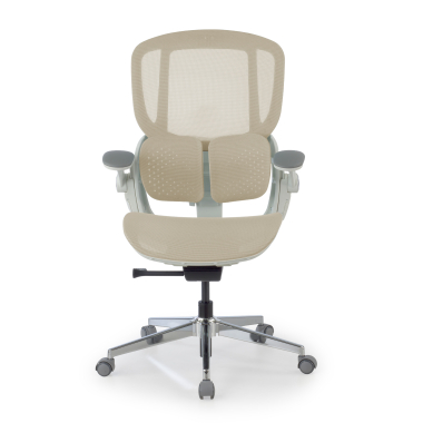 silla ergonomica beige erghos one sin reposacabezas malla brazos regulables 3d doble soporte lumbar 10