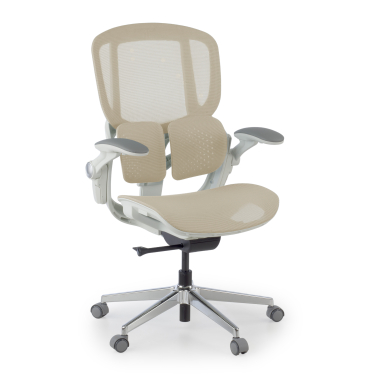 silla ergonomica beige erghos one sin reposacabezas malla brazos regulables 3d doble soporte lumbar 1