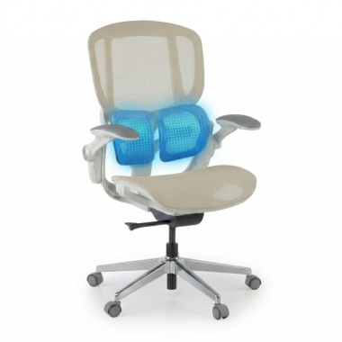 silla ergonomica beige erghos one sin reposacabezas malla brazos regulables 3d doble soporte lumbar 6