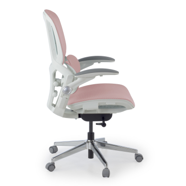 silla ergonomica blanco rosa erghos one sin reposacabezas malla brazos regulables 3d doble soporte lumbar 3