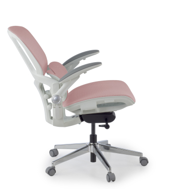 silla ergonomica blanco rosa erghos one sin reposacabezas malla brazos regulables 3d doble soporte lumbar 4
