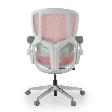 silla ergonomica blanco rosa erghos one sin reposacabezas malla brazos regulables 3d doble soporte lumbar 12