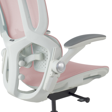 silla ergonomica blanco rosa erghos one sin reposacabezas malla brazos regulables 3d doble soporte lumbar 14