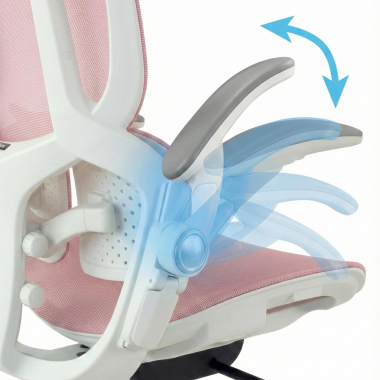 silla ergonomica blanco rosa erghos one sin reposacabezas malla brazos regulables 3d doble soporte lumbar 5