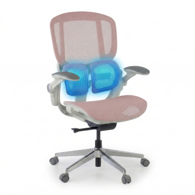 silla ergonomica blanco rosa erghos one sin reposacabezas malla brazos regulables 3d doble soporte lumbar 6