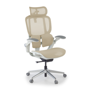 silla ergonomica beige erghos one con reposacabezas malla brazos regulables 3d doble soporte lumbar reposacabezas 1