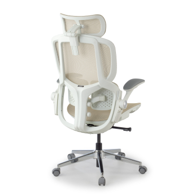 silla ergonomica beige erghos one con reposacabezas malla brazos regulables 3d doble soporte lumbar reposacabezas 5
