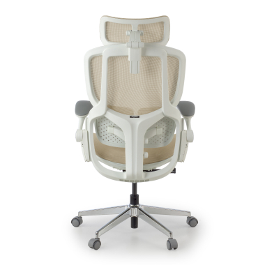 silla ergonomica beige erghos one con reposacabezas malla brazos regulables 3d doble soporte lumbar reposacabezas 12