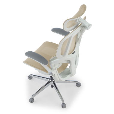 silla ergonomica beige erghos one con reposacabezas malla brazos regulables 3d doble soporte lumbar reposacabezas 13