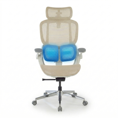 silla ergonomica beige erghos one con reposacabezas malla brazos regulables 3d doble soporte lumbar reposacabezas 7