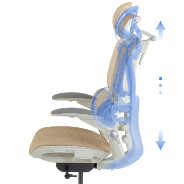 silla ergonomica beige erghos one con reposacabezas malla brazos regulables 3d doble soporte lumbar reposacabezas 10