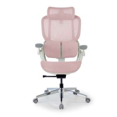silla ergonomica blanco rosa erghos one con reposacabezas malla brazos regulables 3d doble soporte lumbar reposacabezas 7