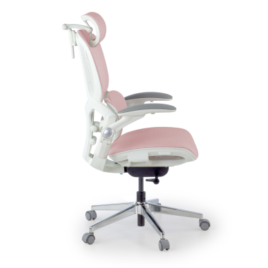 silla ergonomica blanco rosa erghos one con reposacabezas malla brazos regulables 3d doble soporte lumbar reposacabezas 3