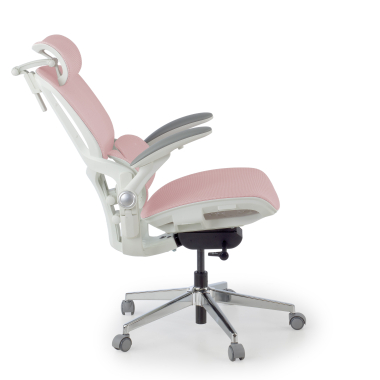 silla ergonomica blanco rosa erghos one con reposacabezas malla brazos regulables 3d doble soporte lumbar reposacabezas 4