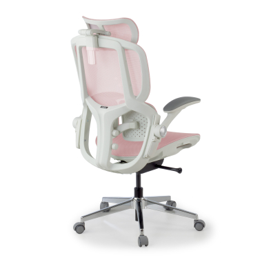 silla ergonomica blanco rosa erghos one con reposacabezas malla brazos regulables 3d doble soporte lumbar reposacabezas 5