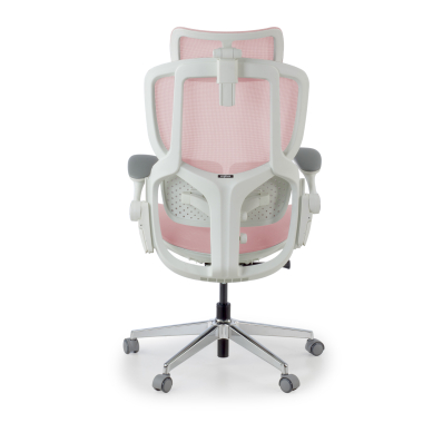 silla ergonomica blanco rosa erghos one con reposacabezas malla brazos regulables 3d doble soporte lumbar reposacabezas 12