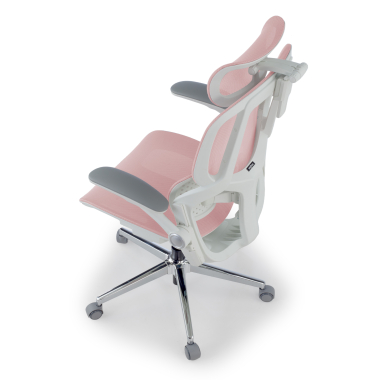 silla ergonomica blanco rosa erghos one con reposacabezas malla brazos regulables 3d doble soporte lumbar reposacabezas 13