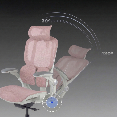 silla ergonomica blanco rosa erghos one con reposacabezas malla brazos regulables 3d doble soporte lumbar reposacabezas 10