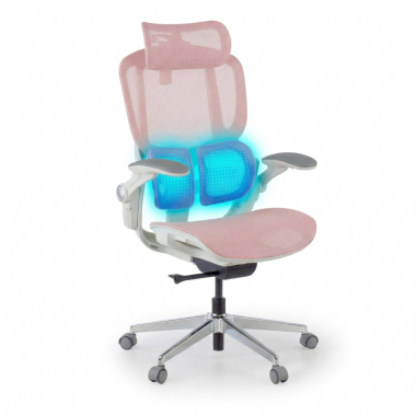 silla ergonomica blanco rosa erghos one con reposacabezas malla brazos regulables 3d doble soporte lumbar reposacabezas 8