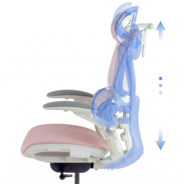 silla ergonomica blanco rosa erghos one con reposacabezas malla brazos regulables 3d doble soporte lumbar reposacabezas 11