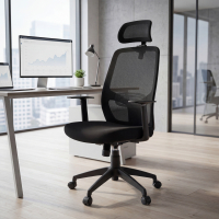 Silla de escritorio Argos con reposacabezas, malla Transpirable