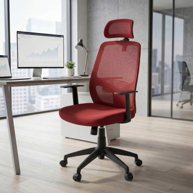 silla de oficina rojo argos malla brazos fijos reposacabezas 2
