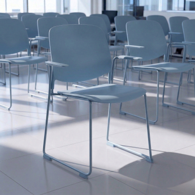 silla confidente azul con brazos plastico brazos fijos 2
