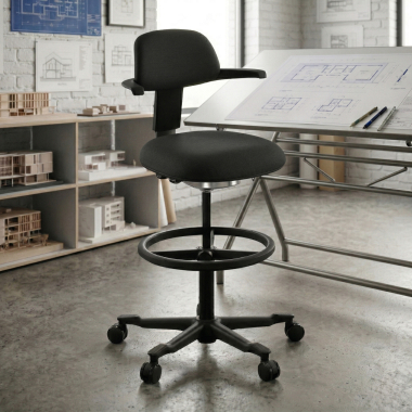 taburete ergonomico negro erghos tela sin brazos 2