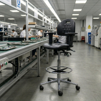 Taburete de trabajo con brazos MaxWork X1, anilla reposapies