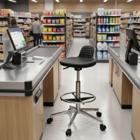 Taburete de trabajo MaxWork 41, con apoyapies, giratorio